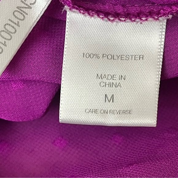 New York & Company Sheer Purple Peasant Blouse with Tie Neck Size M - Picture 8 of 11